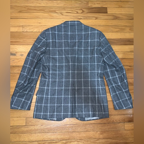 Isaia Plaid Cashmere Wool Grey Suit Windowpane Size 50 Drop 8R Base Marechiaro - Picture 5 of 12